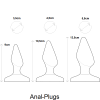 Skizze von den Anal-Plugs der Serie Tamu Plugs mit Länge und Durchmesser Bezeichnung.
