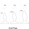 Skizze von den Anal-Plugs der Serie Abu Plugs mit Länge und Durchmesser Bezeichnung.